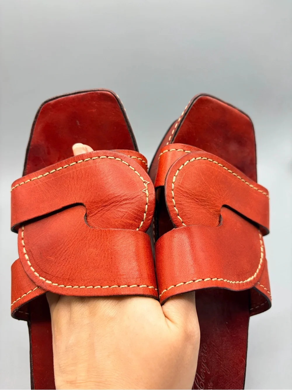 Robert Clergerie Paris, Red Leather Luxury Platform Wedge Sandals,Made In France